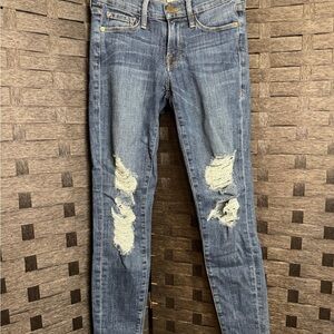 Frame Denim Distressed Skinny blue Jeans